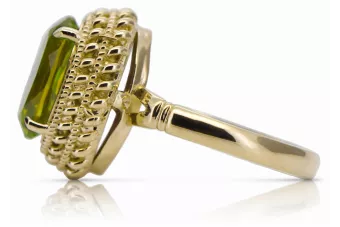 Oro amarillo de 14 quilates Peridoto amarillo Anillo Vintage vrc068y